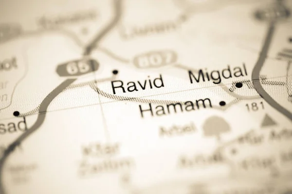 Ravid Sur Une Carte Géographique Israël — Photo