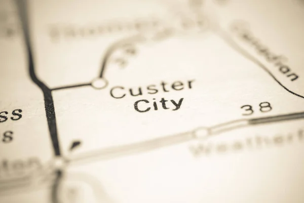 Custer Şehri Oklahoma Abd Coğrafya Haritasında — Stok fotoğraf