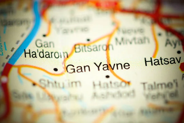 Gan Yavne on a geographical map of Israel
