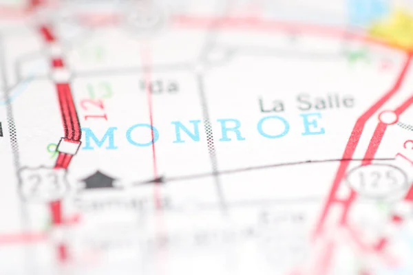 Monroe Michigan Usa Auf Einer Geografischen Karte — Stockfoto