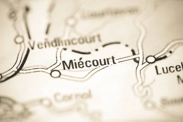 スイスの地理地図上のMiecourt — ストック写真
