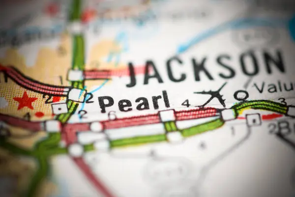 Pearl Mississippi Eua Sobre Mapa Geografia — Fotografia de Stock