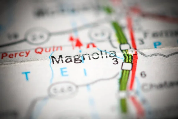 Magnólia Vagyok Mississippi Vagyok Usa Egy Földrajzi Térképen — Stock Fotó