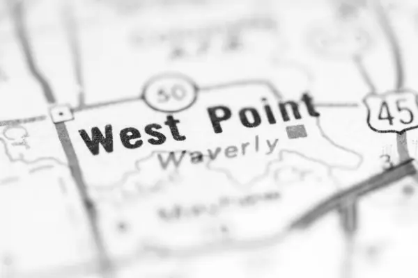 West Point Mississippi Stany Zjednoczone Mapie Geograficznej — Zdjęcie stockowe