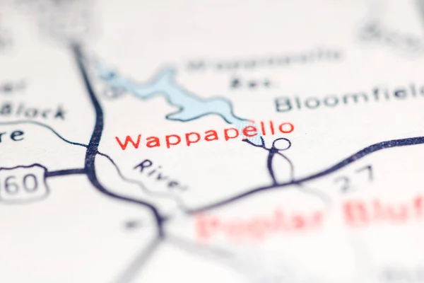 Wappapello Vagyok Missouriban Usa Egy Földrajzi Térképen — Stock Fotó