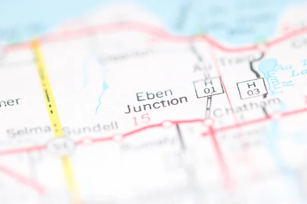 Eben Junction 密歇根地图上的美国 — 图库照片