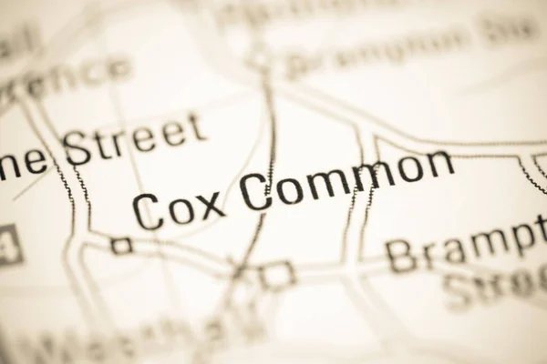 Cox Common on a geographical map of UK