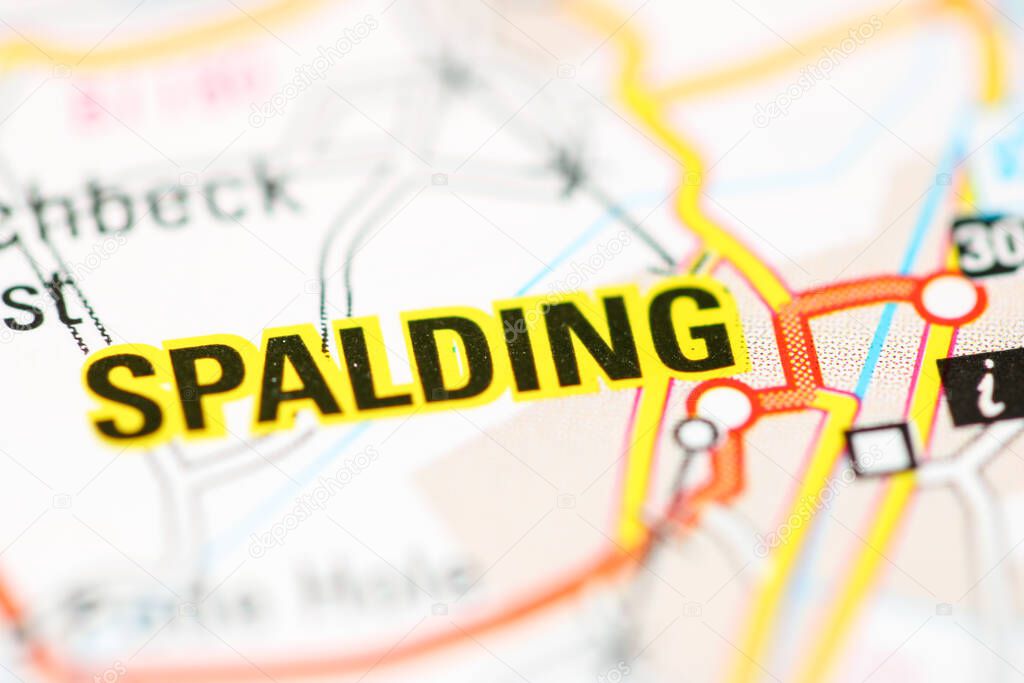 Spalding on a geographical map of UK