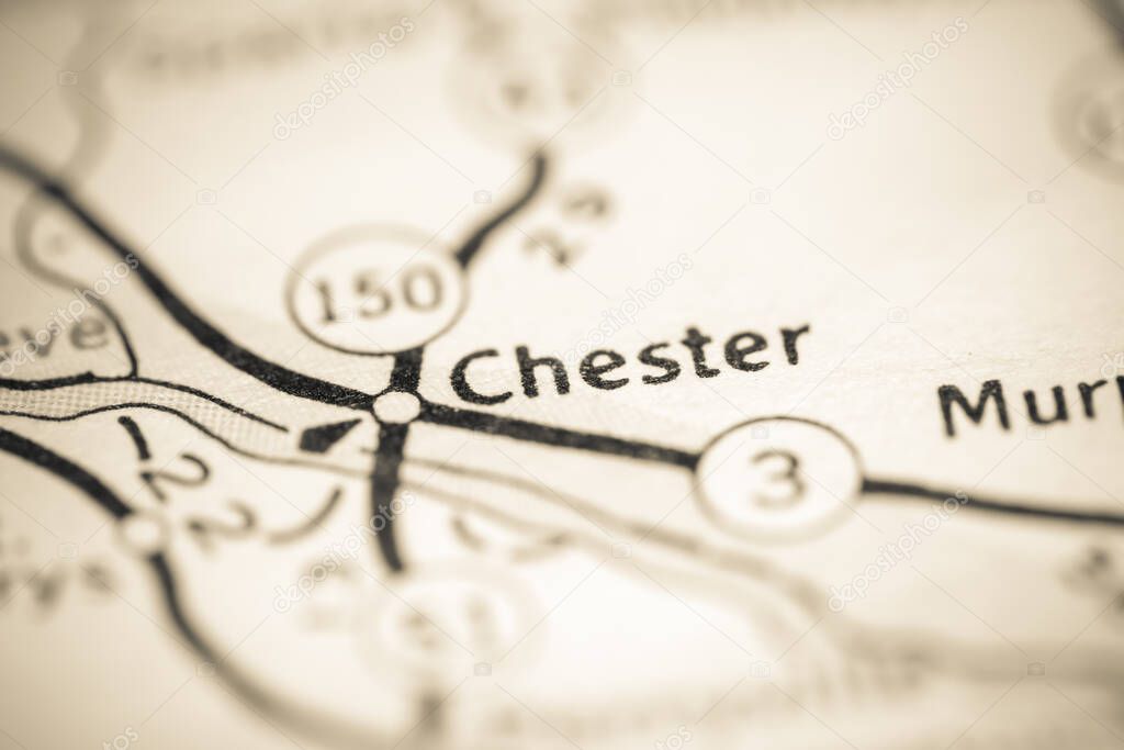 Chester. Illinois. USA on a geography map.