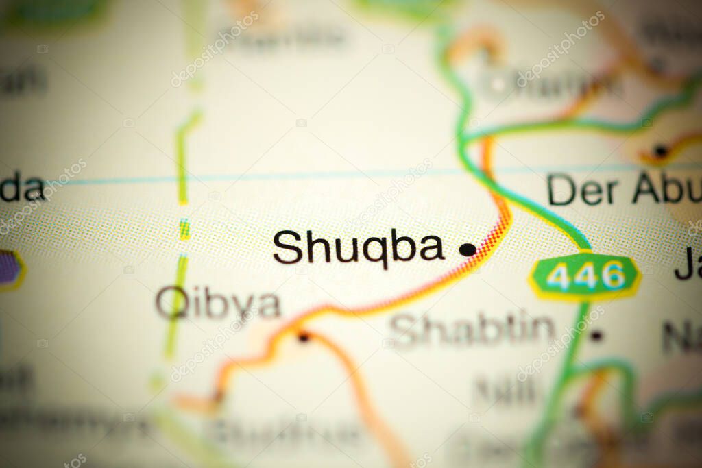 Shuqba on a geographical map of Israel