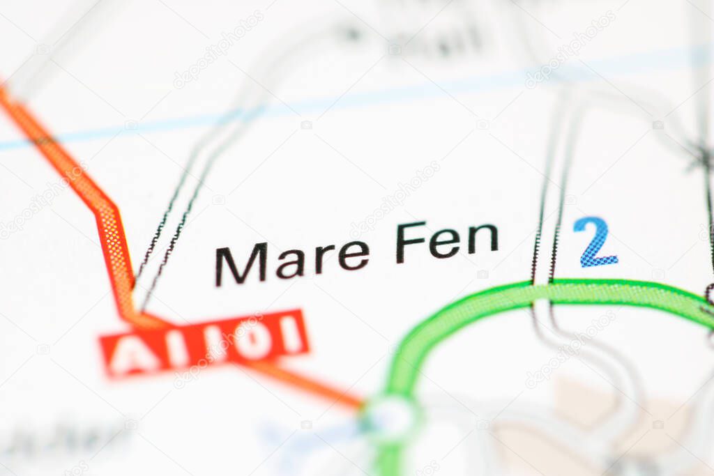 Mare Fen on a geographical map of UK