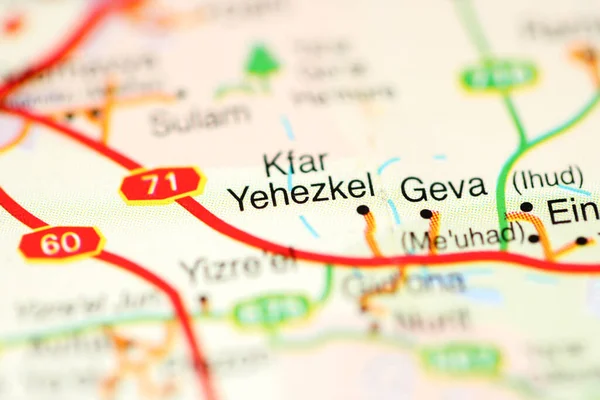 Kfar Yehezkel Mapa Geográfico Israel — Foto de Stock