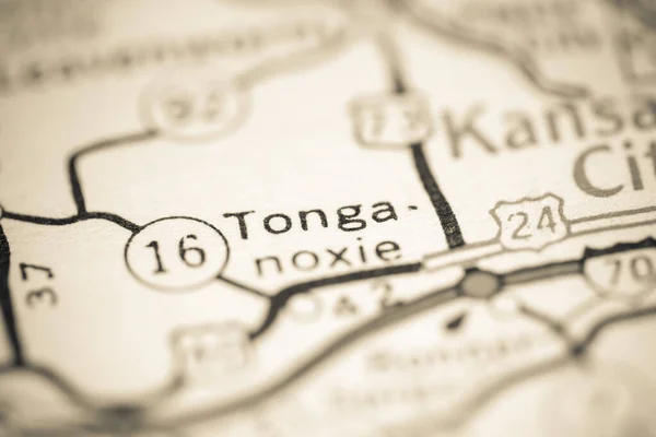 Τονγκανόξι Κάνσας Ηπα Χάρτη Γεωγραφίας — Φωτογραφία Αρχείου