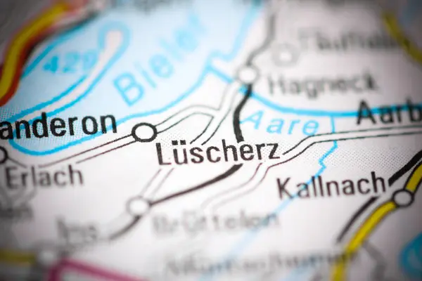 スイスの地理地図上のLuschertz — ストック写真