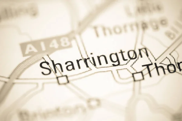 Sharrington Sobre Mapa Geográfico Reino Unido — Fotografia de Stock
