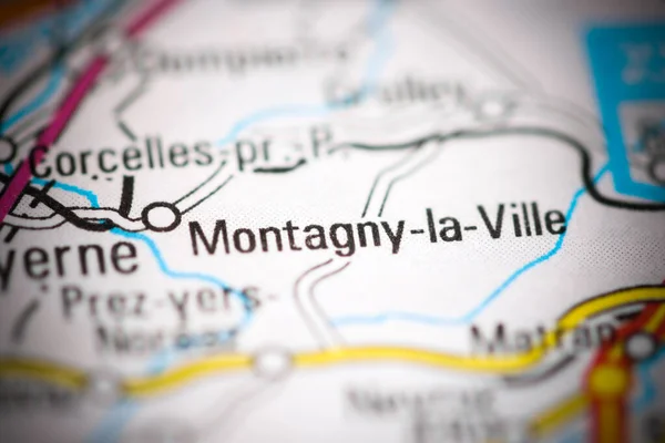 Montagny Ville Sviçre Nin Coğrafi Haritasında — Stok fotoğraf
