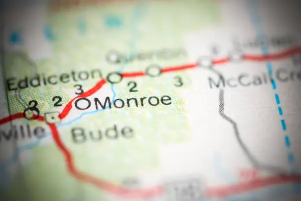 Met Monroe Mississippi Usa Een Aardrijkskundekaart — Stockfoto