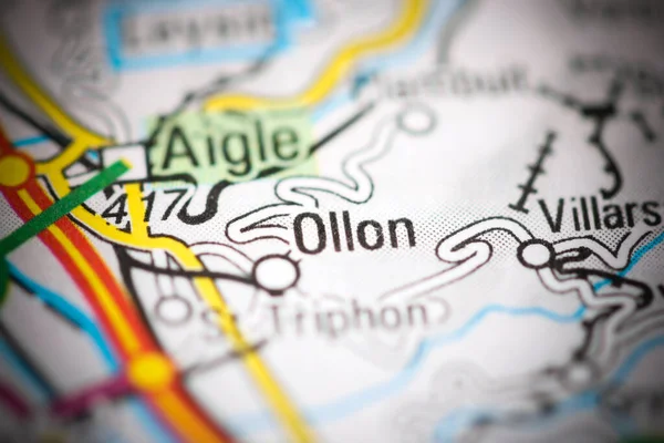 スイスの地理地図上のオロン — ストック写真