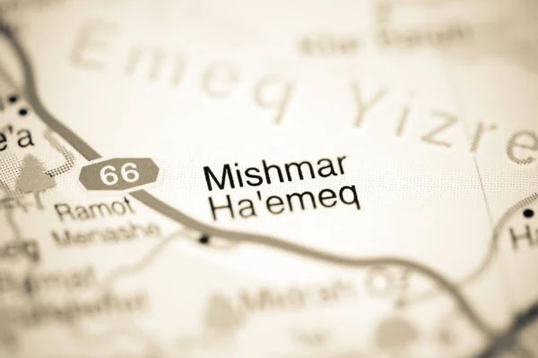 Mishmar Emeq Auf Einer Geografischen Landkarte Israels — Stockfoto