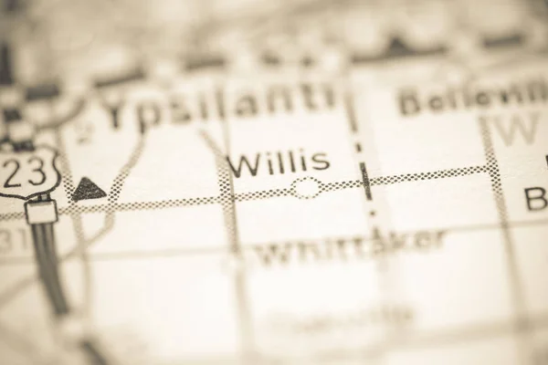 威利斯密歇根地图上的美国 — 图库照片