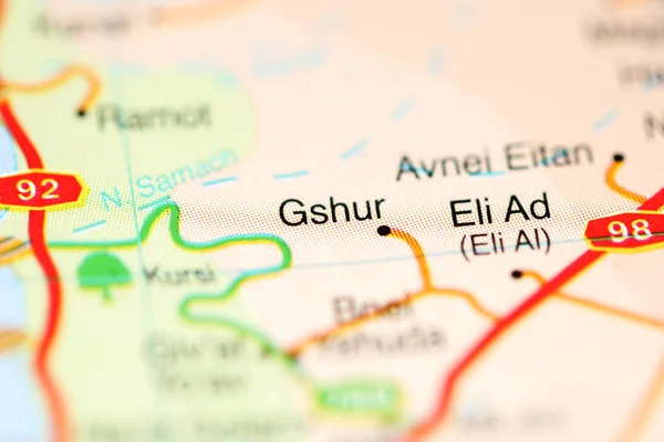 Gshur Auf Einer Geografischen Landkarte Von Israel — Stockfoto