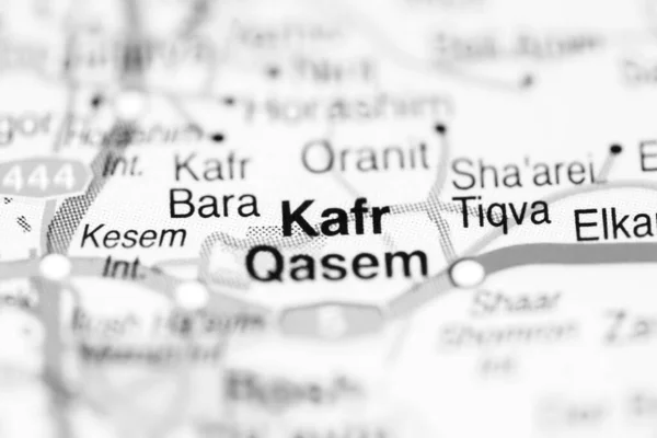 Kafr Qasem on a geographical map of Israel