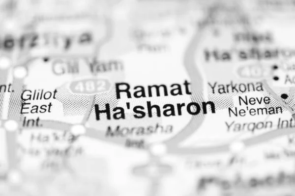Ramat Sharon Sur Une Carte Géographique Israël — Photo