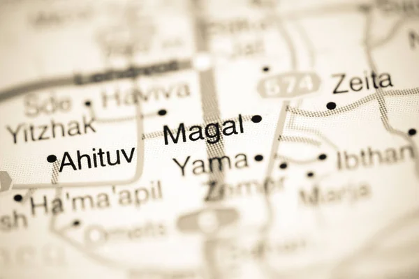 Magal on a geographical map of Israel
