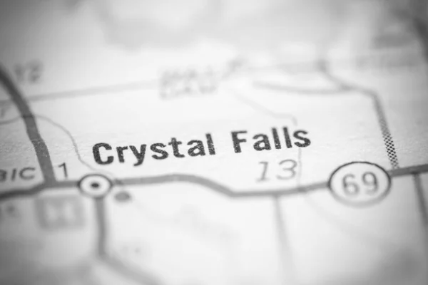 Crystal Falls Michigan Abd Coğrafya Haritasında — Stok fotoğraf