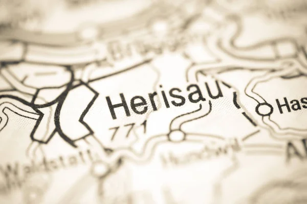 Herisau on a geographical map of Switzerland