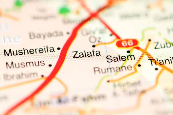 Zalafa on a geographical map of Israel