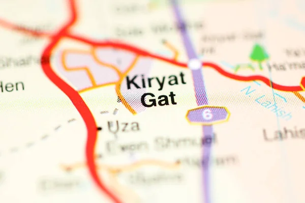 Kiryat Gat on a geographical map of Israel