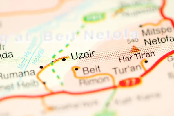 Uzeir on a geographical map of Israel