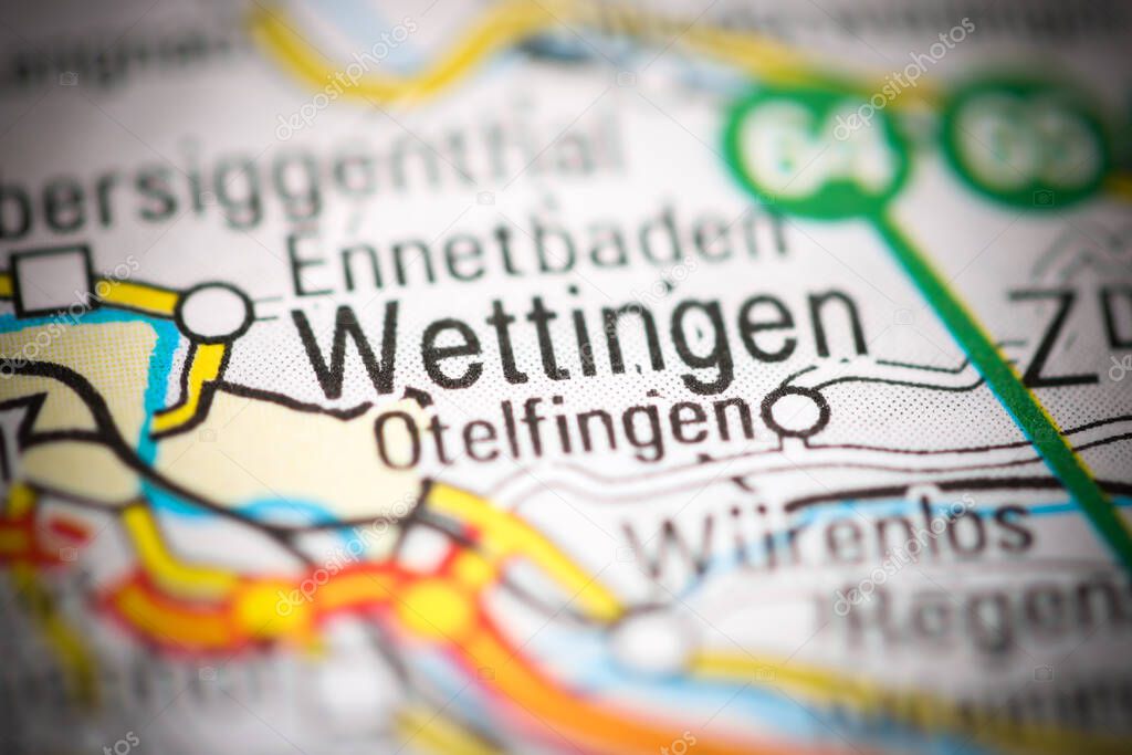 Wettingen on a geographical map of Switzerland