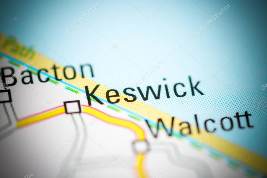 Keswick on a geographical map of UK