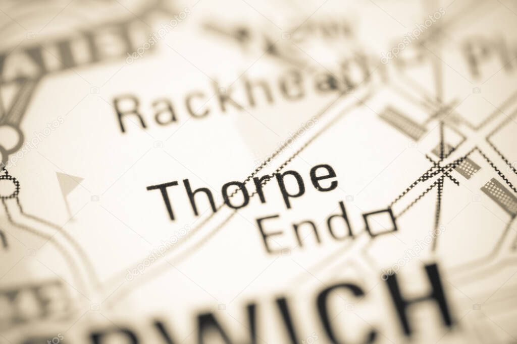 Thorpe End on a geographical map of UK