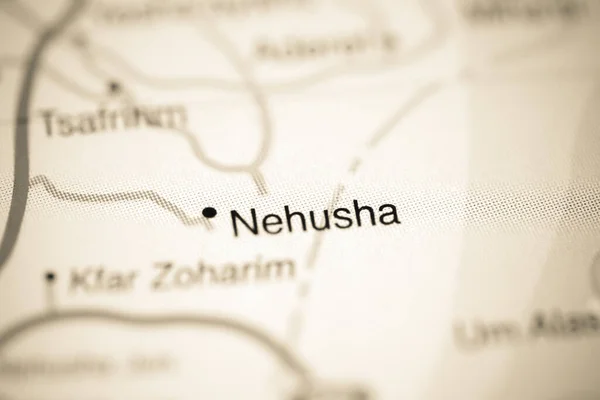 Nehusha Sur Une Carte Géographique Israël — Photo