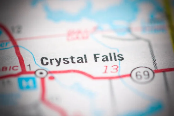Crystal Falls Michigan Abd Coğrafya Haritasında — Stok fotoğraf