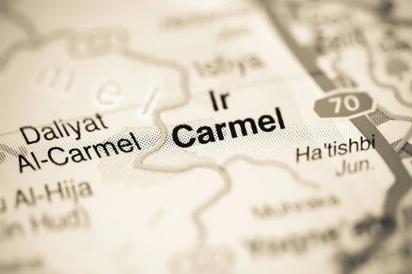 Carmel Sur Une Carte Géographique Israël — Photo