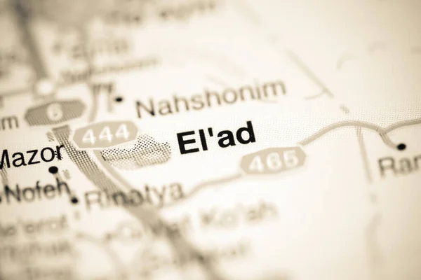 El'ad on a geographical map of Israel