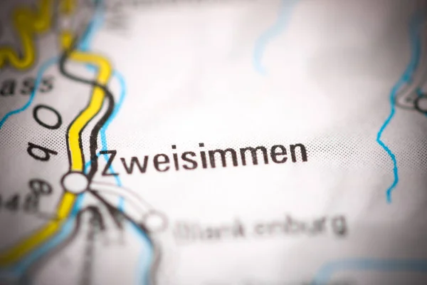 Zweisimmen Mapa Geográfico Suiza — Foto de Stock