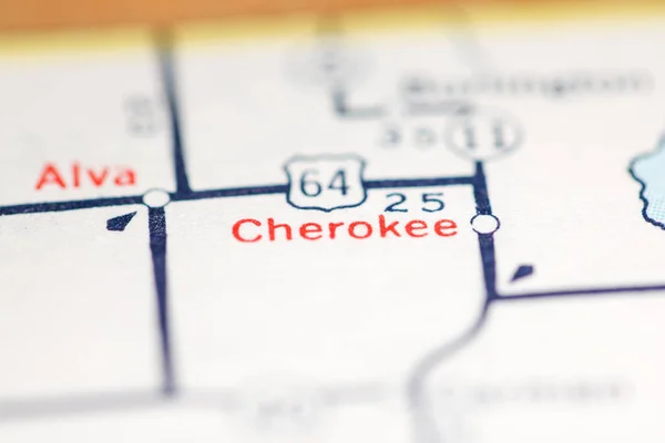 Een Cherokee Oklahoma Usa Een Aardrijkskundekaart — Stockfoto
