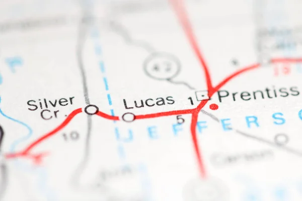 Lucas Mississippi Usa Auf Einer Geografischen Karte — Stockfoto