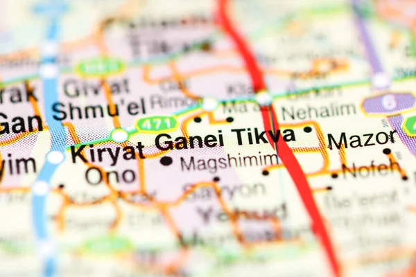 Ganei Tikva on a geographical map of Israel