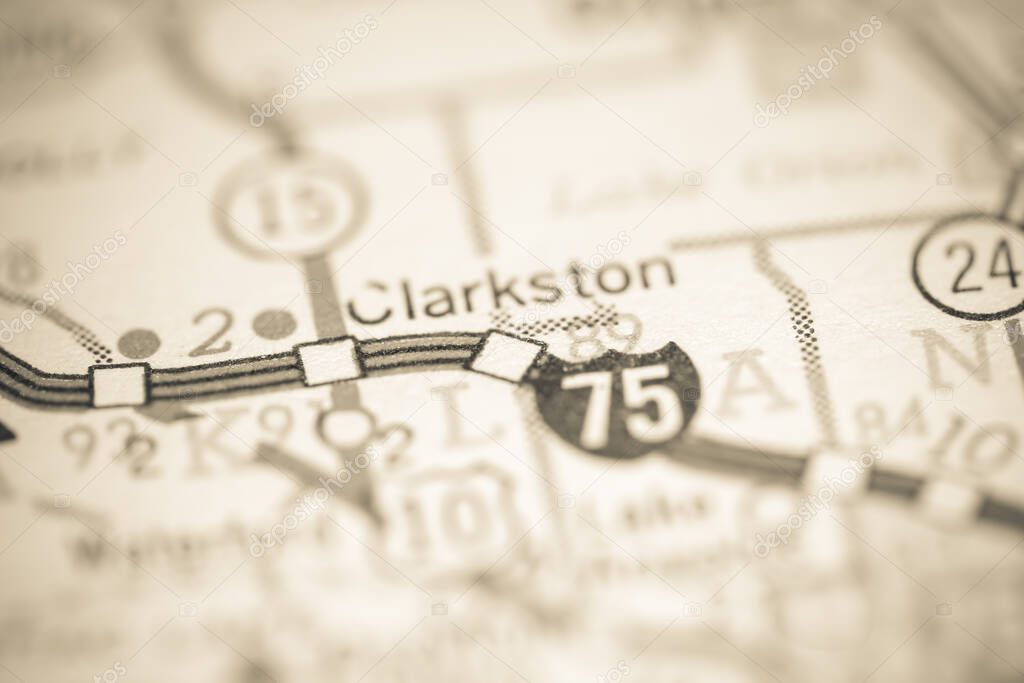 Clarkston. Michigan. USA on a geography map.
