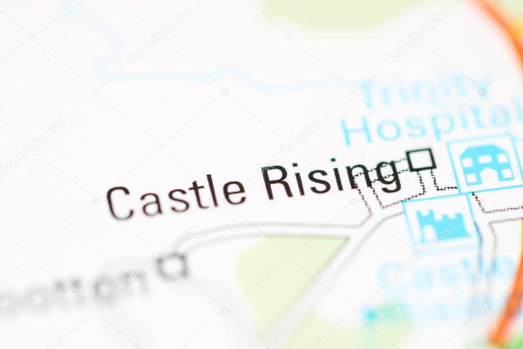 Castle Rising on a geographical map of UK