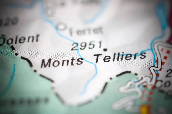 Monts Telliers Географічній Карті Швейцарії — стокове фото