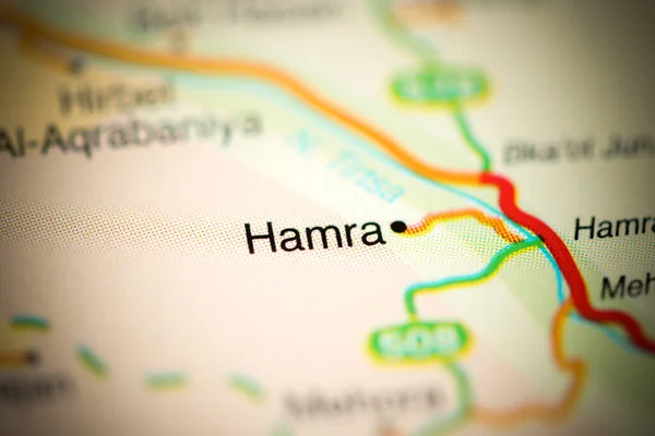 Hamra Sur Une Carte Géographique Israël — Photo