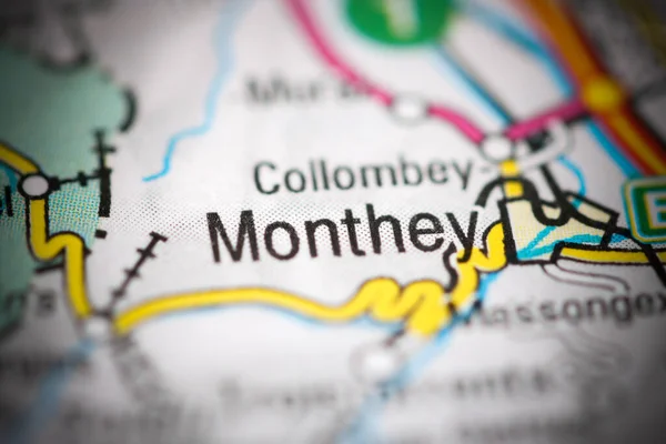 Monthey Mapa Geográfico Suiza —  Fotos de Stock