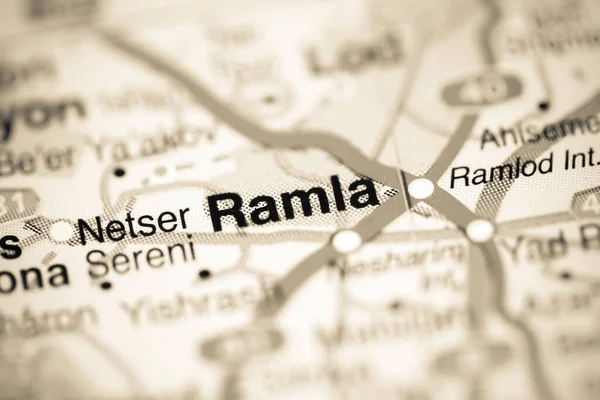 Ramla Sobre Mapa Geográfico Israel — Fotografia de Stock